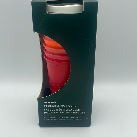 Starbucks 2019 Reusable Hot Cups & Lids 6 Pack Holiday Festive Phrases NEW - Picture 2 of 8
